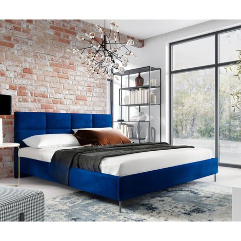 Sofello Polsterbett nach Maß 90 x 200 cm aus Velour Schwarze Metallfüße Bett aus Samt - Bett mit schöner Steppung und besonderem Design (1/5)