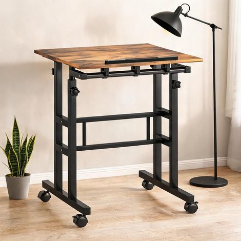 Bureau réglable en hauteur avec roulettes et plateau inclinable (1/5)
