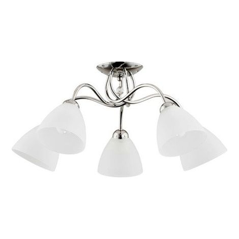 Alfa AMARILLO Chrome Ceiling Lamp 5-Light with Crystal Accent, Modern Metal Flush Mount, E27 Bulbs, Dimmable (with bulbs), 61cm Wide, Max 5x15W, for Living Room, Bedroom & Kitchen (1/3)