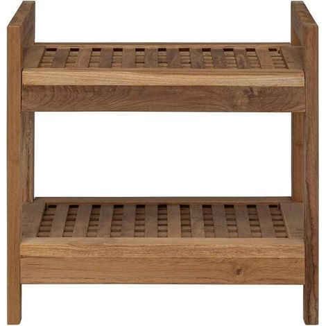 Étagère de Douche en Bois Naturel, Étagère de Rangement Salle de Bain 45x30x45 cm, Organisateur Mural Résistant à l'Humidité pour Produits de Toilette (1/5)