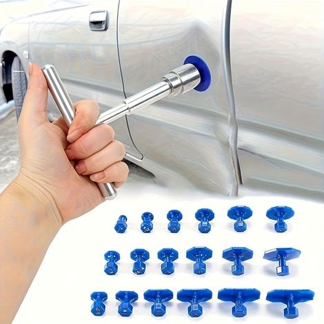 Kit d'extracteur de bosses de voiture sans peinture, outil de débosselage pour carrosserie de voiture, kit de réparation de bosses de voiture avec marteau coulissant en T, outils portables universels (1/5)