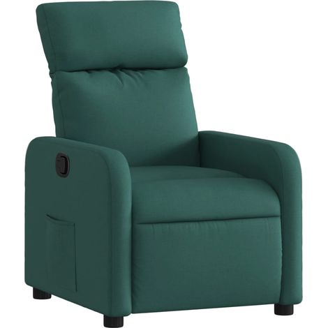 Poltrona relax porta TV rivestimento confortevole funzione basculante manuale in tessuto verde scuro DEC028215
