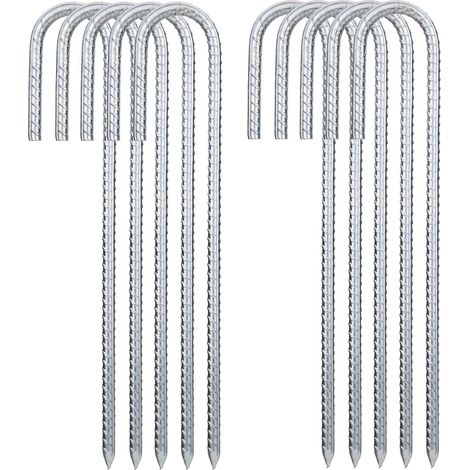 10 Stück Bodenanker, 30 cm J-Haken, robuste Zeltnägel, verzinkte Stahl-Befestigungsnägel (1/5)