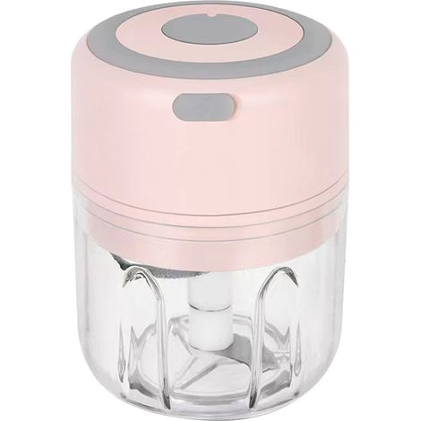 Elektrischer Knoblauchzerkleinerer 250 ml, kabellos, multifunktional, abnehmbarer Mini-Zerkleinerer für Ingwer und Zwiebeln, rosa (1/5)
