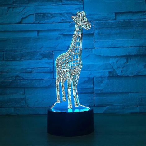 Lampe de table tactile LED 3D Girafe avec veilleuse, 7 couleurs changeantes, idéale pour la décoration de la maison ou comme cadeau d'anniversaire ou de Noël. (1/4)