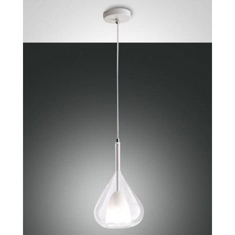 Lampadario a sospensione Lila a Led in metallo e vetro borosilicato trasparente 3481-40-241 Fabas Luce