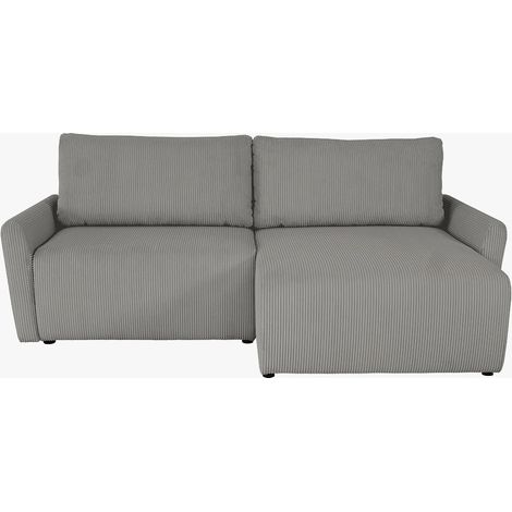 LANA Canapé d'angle convertible et réversible avec coffre en tissu gris clair (1/5)