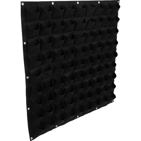 81 poches - Jardinière murale verticale en feutre pour plantes (noir) (1/5)