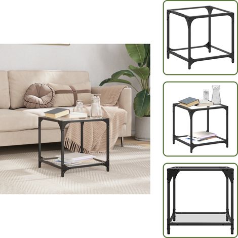 The Living Store Table basse avec dessus en verre transparent 40x40x40 cm acier - Table Basse - Table D'appoint - Meuble Salon - Table Transparente - Table Design (1/5)