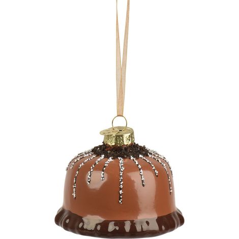 Pendente torta con colata di cioccolato in vetro 7,8 x 7,8 x 5,3 cm marrone cioccolato Peraga Christmas