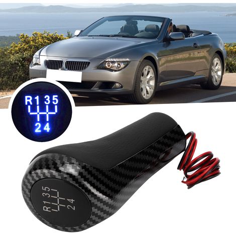 Pommeau de vitesse éclairée 5 vitesses style carbone pour BMW 1 3 5 6 7 X1 X3 Z4 M - Remplacement facile (1/5)