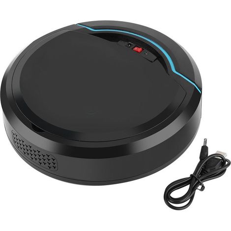 Aspirateur Robot Intelligent Autonome Rechargeable USB pour Nettoyage Sol Plancher Maison Noir (1/5)