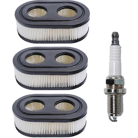 Lot de 3 filtres à air 593260 et bougie d'allumage 491055 pour moteurs des séries 550E et 575EX. Comprend une bougie d'allumage pour tondeuse à gazon RC12YC 491055T. (1/5)