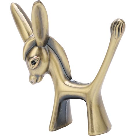 Porte-bagues en forme d'âne avec figurine en forme d'âne, alliage de zinc durable, style vintage, organisateur de bagues sûr, adapté aux bagues et aux bijoux. (1/5)