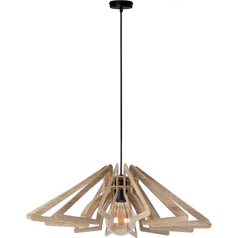 Suspension scandinave Ø35 bois clair E27 Sigma SPRING (1/2)