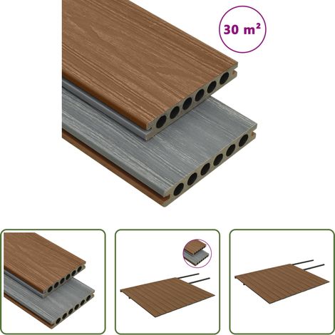 vidaXL Holz-Kunststoff - WPC Terrassendielen mit Zubehör Braun und Grau 30 m² 4 m (1/5)