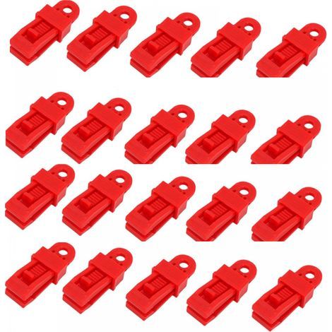 Set of 20 adjustable tent tarp clips, sturdy and versatile, for awnings, outdoor tents, canopies and camping, red (1/5)