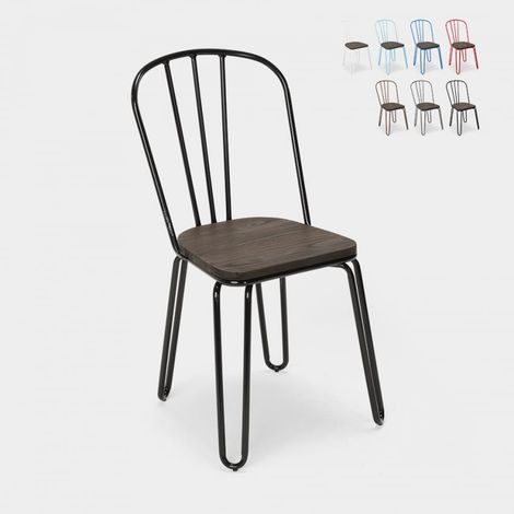 chaise industrielle en acier style pour bar et cuisine design ferrum - Noir (1/5)