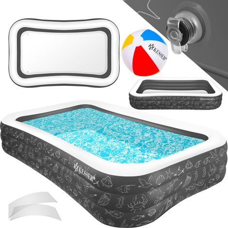 KESSER® Piscina hinchable  piscina familiar para niños y adultos  para niños  con agujeros de drenaje  Antracita, 2,4 metros (1/5)
