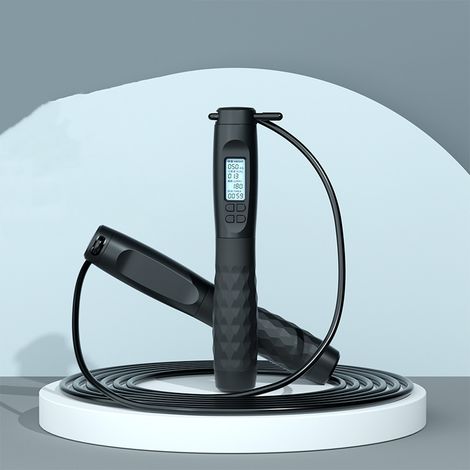 Corde a Sauter Sport, Corde à Sauter Sans Fil Intelligente avec Compteur, Cordes à Sauter Connectée Lestée, Ripcorde à Sauter Sans Corde, 2 en 1 Jump Rope 2.8M Réglable, pour Adulte, Enfant