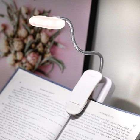 Lampada da lettura bianca con clip per libri,luce notturna portatile con clip,lampada da lettura,colore della luce: bianco freddo (1/5)