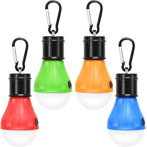 Lot de 4 lampes LED de camping, randonnée, pêche, éclairage de secours étanche, alimenté par batterie, éclairage LED intérieur et extérieur. (1/5)