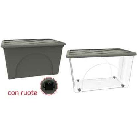 CONTENITORE  MULTIUSO 'STORAGE BOX' 60 lt, - Colore Trasparente/Grigio Talpa