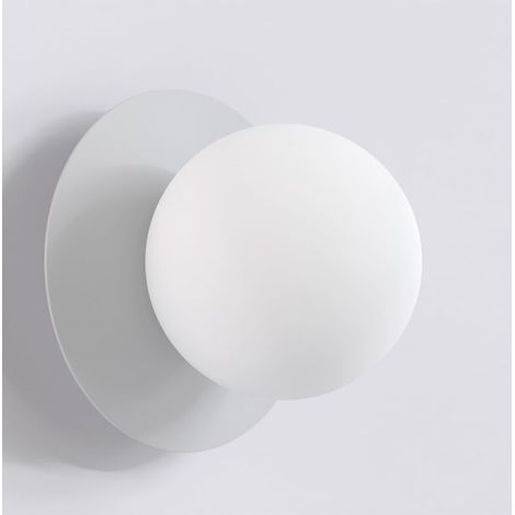 Lampada a parete Americana in acciaio grigio e vetro bianco opaco