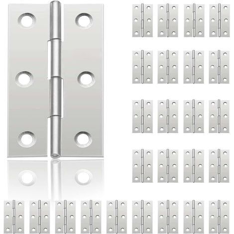 24 bisagras pequeñas para puertas, de acero inoxidable, ideales para armarios, pianos, joyeros, muebles, gabinetes (44 mm × 32 mm)