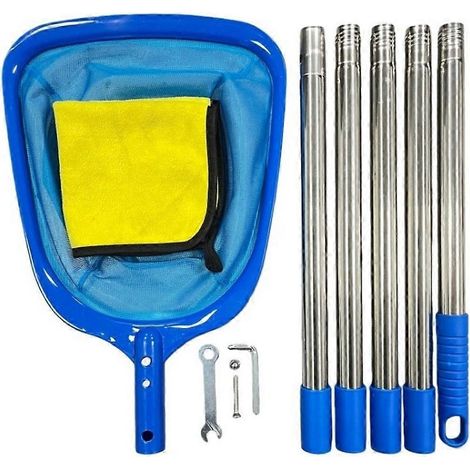 Filet de nettoyage en acier inoxydable pour piscines et bassins à poissons, utilisé pour écumer les feuilles et les débris. (1/5)