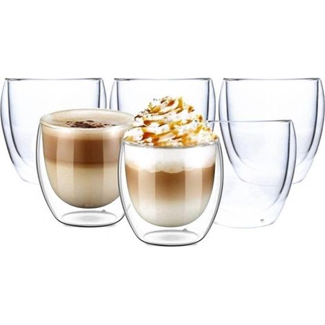 Set de 6 verres double paroi – 250 ml – Café, thé – Thermiques – Design élégant (1/5)