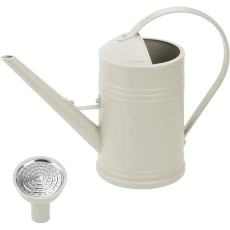 Arrosoir de jardin à long bec, 1,8 L, en plastique, avec arroseur amovible pour plantes d'intérieur, beige. (1/5)
