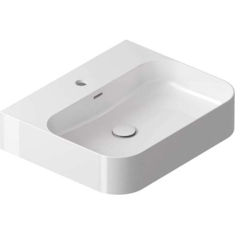 Ravak Ceramic - Lavabo da appoggio, 55x45 cm, con troppopieno, foro per rubinetto, bianco XJX01155006 (1/5)