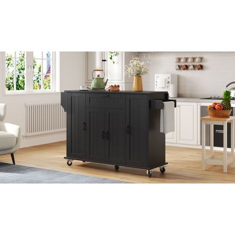 Îlot de cuisine avec planche à repasser rétractable. Meuble de cuisine sur roulettes. Armoire de cuisine avec 4 portes et 1 compartiment. Étagères intégrées (1/5)
