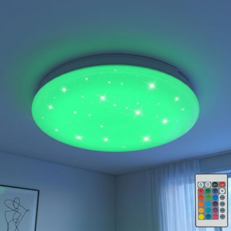 Plafoniera effetto cielo stellato Plafoniera con cambiacolori, LED RGB 15 watt bianco caldo 580 lumen, dimmerabile, telecomando, 29x9cm, soggiorno camera da letto (1/5)