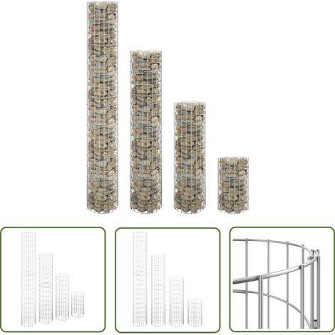 The Living Store Lits surélevés à gabion circulaires 4 pcs Ø30x50/100/150/200 cm - Lit Surélevé - Gabion - Jardinière - Décoration Extérieur - Jardin (1/5)