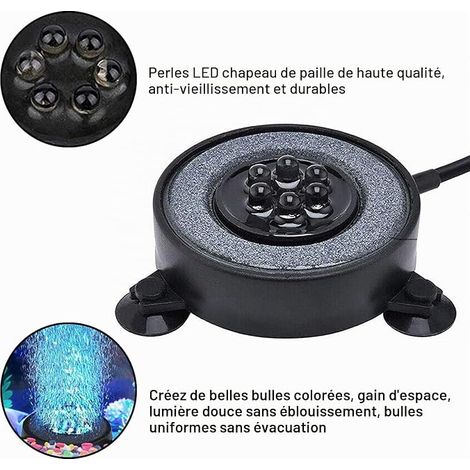 Kit d'Ornement Volcan pour Aquarium, Lumière LED Multi-Couleurs, Pierre à Air et Accessoires de Pompe à Air, Bulleur pour Aquarium pour Décoration de Bac à Poissons (1/4)