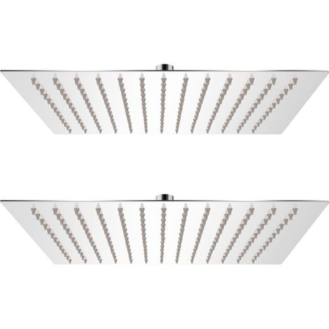 Soffione per Doccia a Pioggia 2 pz Acciaio Inossidabile 30x30cm (1/5)