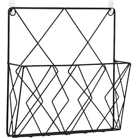 Porte-revues mural - - Suspendu - Noir - Fil d'acier - 2 crochets (1/4)
