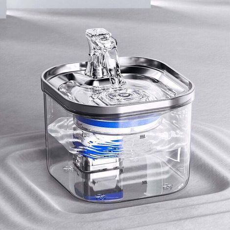 Fontanella per gatti, distributore automatico di acqua per gatti in acciaio inossidabile, fontanella per animali domestici ultra silenziosa da 2 litri, fontanella per cani, ciotola per l'acqua per gat (1/4)
