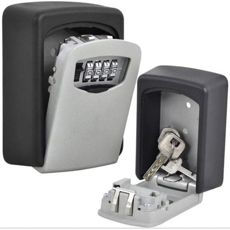 Boîte à clé sécurisée murale Alliage d'aluminium résistant Code à 4 chiffres Résistante aux intempéries Pour stockage extérieur (1/5)