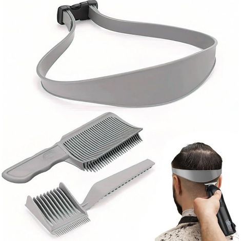 Herren-Haarschnitt-Set, 3-teilig, verstellbare Haarschneidehilfe, Silikon-Haarschneidestreifen, Friseurkamm-Set (1/5)