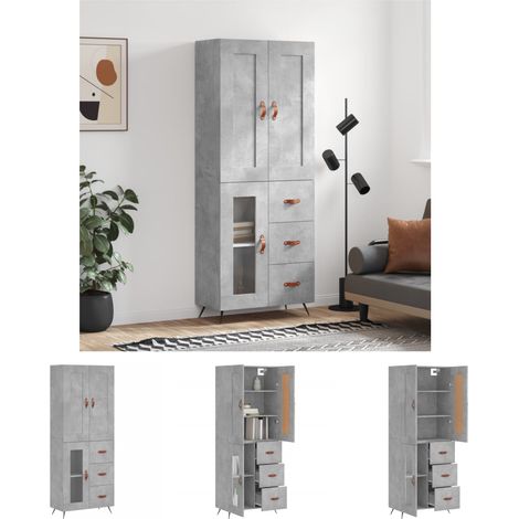 Stauraum - vidaXL Highboard Betongrau 69,5x34x180 cm Holzwerkstoff - Schrank (1/5)