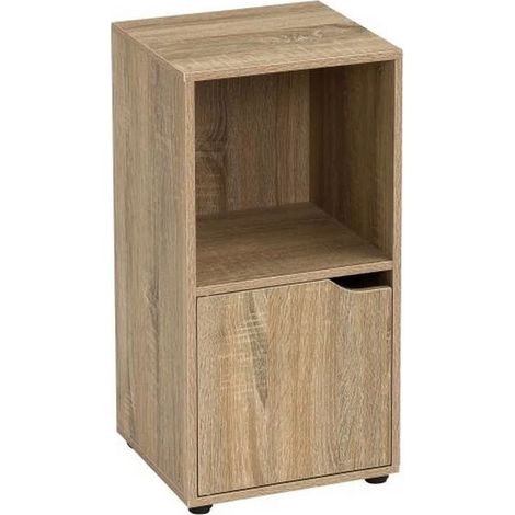 Table de Chevet Bois 1 Placard + 1 Étagère (1/4)