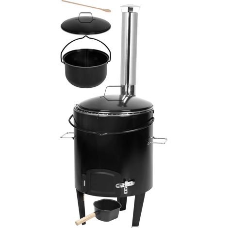 Kessel-Set Fiestaset, für Schlachtfest, komplett, Gulasch, 14 Liter Kessel, emailliert, mit Schöpfkelle, Deckel und Kochlöffel (1/5)