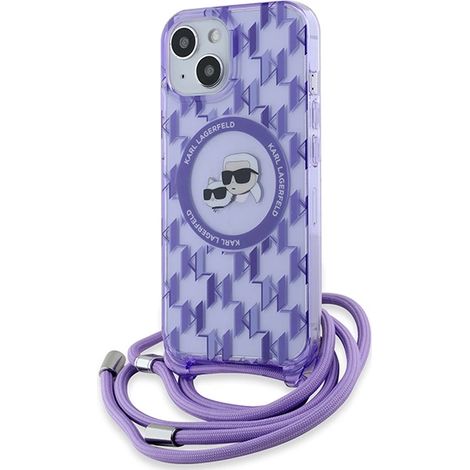 Karl Lagerfeld KLHMP15SHCKCKLCU iPhone 15 / 14 / 13 6.1 morado/morado estuche rígido IML Bandolera Monogram Karl & Choupette Head MagSafe (1/5)