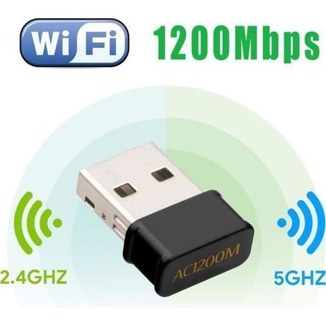 Mini-USB-WLAN-Adapter, 1200 Mbit/s, WLAN-Dongle AC Dualband, WLAN-Adapter kompatibel mit Windows 7/8/8.1/10 (1/4)