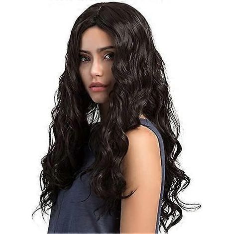 Lange, lockige, gewellte Kunsthaarperücke, lange schwarze, gewellte Perücke für Damen, 66 cm (26 Zoll), ideal für den Alltag. (1/4)