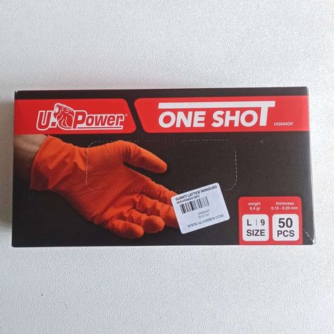 U-power one shot tg. l / 9 - 50 guanti monouso da lavoro in nitrile arancio (1/5)