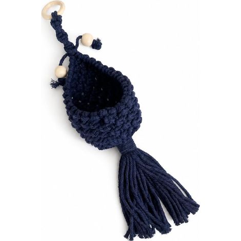 Jardinière suspendue en macramé, pot de fleurs fibre tressée à la main, style bohème (1/5)